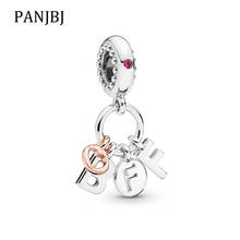 Pulseira banhada à prata feminina, bracelete com berloque de liga original rosa para sempre amigos joias para mulheres 2024 - compre barato