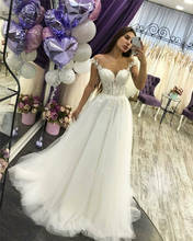 Boho Wedding Dresses Lace Appliques Sheer O-Neck Cap Sleeves A-Line Beach Bridal Gowns Bride Dress Vestido De Noiva Cheap 2024 - buy cheap