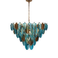 Luminária pendente de luxo moderna, romântica, azul/marrom, suspensão de vidro, casa, casa, iluminação, e14 2024 - compre barato