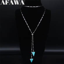 2022 Geometric Stainless Steel Stone Necklace for Women Silver Color Bohemian Long Necklace Jewelry uzun kolye N20335 2024 - buy cheap