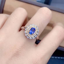 Elegante presente de casamento alta quaity 100% real e natural tanzanita anéis 925 prata esterlina jóias finas 2024 - compre barato