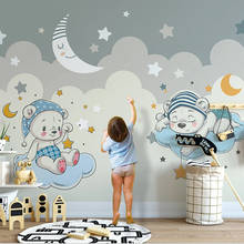 Пользовательские самоклеящиеся обои 3D мультфильм Медведь фотообои с изображением Луны детская спальня ПВХ водонепроницаемые съемные наклейки на стену домашний декор 2024 - купить недорого