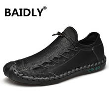 Men Casual Shoes Genuine Leather Men's Shoes Spring Casual Waterproof Work Shoes Outdoor Handmade Flats Oxford Chaussure 2024 - buy cheap