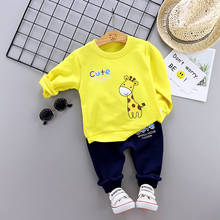 Terno para bebê menino primavera e outono, camiseta de manga comprida com girafa para bebês de 1 a 5 anos, duas peças, fantasia infantil para meninas 2024 - compre barato