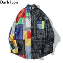Dark Icon-camisas de manga larga para hombre, ropa de calle de retales, Bandana, de gran tamaño, a la moda, para parejas 2024 - compra barato