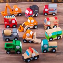 12Pcs/Set Simulation Wooden Car Truck Model Kids Educational Toy Birthday Gift Non-toxic simulation design car model Show mold 2024 - buy cheap