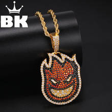 THE BLING KING Custom Cartoon Small fire people Necklace HipHop Full Iced Out Cubic Zirconia gold sliver CZ Stone 2024 - buy cheap
