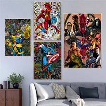 Pintura en lienzo de vengadores, Capitán América, cómics, Marvel, Iron Man, póster, imágenes artísticas de pared para sala de estar, decoración del hogar, impresiones 2024 - compra barato