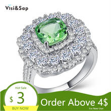 Visisap Luxury Retro Green Stone Icedout Sparkling Zircon Ring for Lady Anniversary Wedding Rings Manufacturer Accessories B1215 2024 - buy cheap