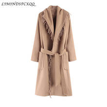 Abrigo De Lana с Минни Маус Abrigos Coreanos размера плюс пальто Модные Ropa Mujer Invierno; Chaquetas; Bayan Mont привычки Femme, большие размеры, пояс с кисточками