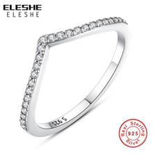 Anel 100% prata esterlina 925, anel de dedo com cristais e zircônia brilhante para mulheres joias originais 2024 - compre barato