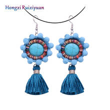 Bohemian earrings fashion hair ball crystal soft ceramic beads tassel shell ladies earrings charm tassel long earrings jewelry 2024 - buy cheap