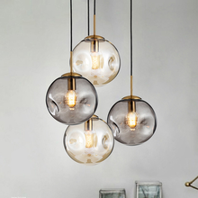 American Creative Glass Ball Pendant Lights Iron Hoop Hang Lamp for Bedroom Cafe Restaurant Bar Indoor Lighting Fixtures Decor 2024 - buy cheap