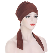 Turbante elástico liso para mujeres musulmanas, sombrero de lana para el cáncer, gorros de lana para quimioterapia, preatados sombreros, bufanda, accesorios para el cabello 2024 - compra barato