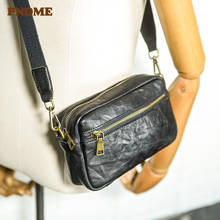 PNDME casual soft genuine leather men shoulder messenger bag daily light natural cowhide multifunctional phone clutch wallet 2024 - buy cheap