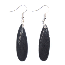 Trendy-beads Ethnic Silver Plated Long Water Drop Black Lava Stone Earrings Personalized Jewelry 2024 - buy cheap