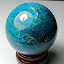 dhxyzb50-75mm Natural Blue apatite sphere crystal stone Quartz Globe Ball Rock Mineral gift wooden base Reiki Healing Home decor 2024 - buy cheap