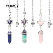 PONGT Natural Stone Merkaba Star Pendulum Dowsing Divination Hexagonal Prism Energy Stone Bullet Pendulo Crystal Pendant 2024 - buy cheap