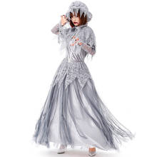 Cinza esqueleto fantasma mulher halloween zumbi andando trajes mortos feminino cadáver noiva assustador cosplay purim role play vestido de festa 2024 - compre barato