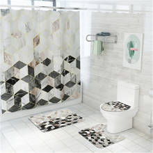 4Pcs/set Bathroom Mat Set Non-slip Marbleize Bath Mat Coral Fleece Shower Curtain Floor Mat Washable Bathroom Toilet Rug 2024 - buy cheap