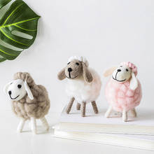 Handmade Cute Wool Felt Sheep Shape Figurines Statue Miniature Mini Doll Model Christmas Home Decoration Ornament Party Supplies 2024 - buy cheap