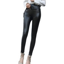 Everbellus Autumn Winter Women Sexy High Waist Faux Leather Leggings Thin&Thick Slim Fitness PU Leather Pants Plus Velvet Warm 2024 - buy cheap