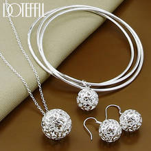 Doteffil colar de prata esterlina 925, joia com pingente e colar de bola redonda, brinco feminino para casamento e noivado 2024 - compre barato