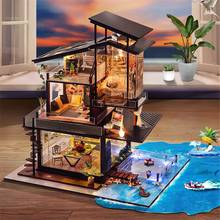 ON Sale DIY Doll House Furniture Miniature Dollhouse Toys Cottage Valencia Coast Villas With Musical Movement Without Dust Cover 2024 - buy cheap