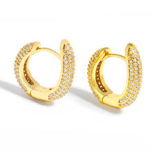 FLOLA Gold Filled Hoop Earrings For Women Crystal CZ Cubic Zirconia Pave Huggie Earrings Wholesale Jewelry Gift oorbellen ersu01 2024 - buy cheap