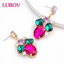 LUBOV Fashion Color Glass Inlaid Luxury Designer Earrings Pendientes Grandes Bohemian Earrings Drop Earring Flower Dropshipping 2024 - buy cheap