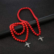 Anime One Piece Red Beads Necklaces White Beard Cosplay Edward Newgate Neck Chain Pendants Charm Props Jewelry HF12119 2024 - buy cheap