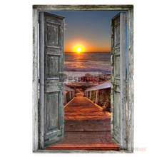 Dpsprue Full 5D DIY Square/Round Drill Diamond Painting "Door Sea Scenery" Diamond Embroidery Cross Stitch 3D Decor Gift DF24 2024 - buy cheap