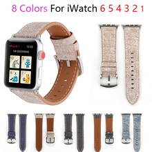 Denim Leather Watchband For Apple Watch Band SE 7 6 5 41mm 45mm 40mm 44mm Belt Bracelet Strap For iWatch series 4 3 2 38mm 42mm 2024 - buy cheap