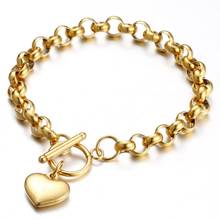 Kpop Heart Charm Bracelet Wholesale Braclet Gold Silver Color Stainless Steel Chain Bracelets for Women Jewelry female 2020 2024 - buy cheap