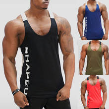 2021 Brand New Men's Cotton Casual O Neck Letter Print Tank Top Muscle Sleeveless Tee Bodybuilding Sportswear Vest 2024 - buy cheap