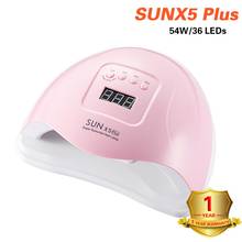 SUNx5 54 Вт УФ лампа для ногтей светодиодный светильник для маникюра Сушилка для ногтей для всех гелей лак инфракрасный датчик 10/30/60/99s таймер ЖК-дисплей 2024 - купить недорого
