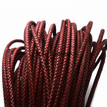 2m/lot  Approx 6mm Red Distressed Braided Leather Cord Findings Bracelets Accessories Genuine Leather Rope For DIY Bracelet 2024 - buy cheap