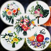 European-style Flowers DIY Embroidery Ribbon Set Beginners With Embroidery Shed Sewing Kit 3D Flowers Embroidery Kit with Hoop 2024 - buy cheap