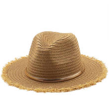 Новая летняя шляпа женская панама соломенная шляпа Федора для пляжного отдыха с широкими полями козырек Повседневная летняя шляпа от солнца для мужчин Sombrero 2022 - купить недорого