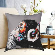 Funda de almohada con estampado de Dj, mono con auriculares, suave, arte callejero, cultura Pop, plantilla de grafiti 2024 - compra barato