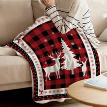 Christmas Black Red Plaid Elk Blanket Soft Throw Blanket Machine Washable Blankets For Beds 2024 - buy cheap