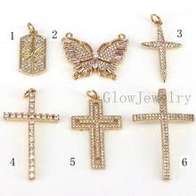 10Pcs ,Trendy CZ Micro Pave Cross Butterfly Charms Pendants For Jewelry  Necklace Making 2024 - buy cheap