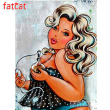 FATCAT Fat beauty мультфильм 5d DIY Алмазная картина полностью квадратная круглая Алмазная вышивка мозаика рукоделие для девочек домашний декор AE1426 2024 - купить недорого
