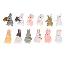 12pcs Miniature Rabbit Figurines Mini Animals Miniature Figurines Fairy Garden Animals Rabbit Micro Landscape Decor Craft 2024 - buy cheap