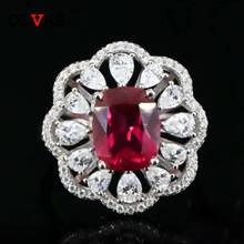 OEVAS Solid 925 Sterling Silver Sparkling Topaz Ruby High Carbon Diamond Hollow Out Flower Rings For Women Party Fine Jewelry 2024 - buy cheap