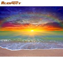 RUOPOTY-pintura de diamante 5D DIY, puesta de sol, taladro completo cuadrado, bordado de diamantes, mosaico de paisaje, Kit de manualidades de playa, decoración para el hogar 2024 - compra barato