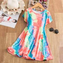 2021 Summer Raibow Girls Dress Princess Party Kids Dresses for Girls Colorful Ball Gown Toddler Girls Casual Clothes Size 3-8Y 2024 - buy cheap