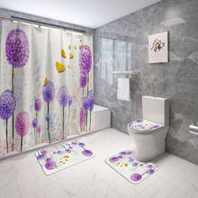 Fashion Color Dandelion Shower Curtain Butterfly Flower Fabric Bathroom Curtains Set Non-Slip Rugs Toilet Lid Cover and Bath Mat 2024 - buy cheap