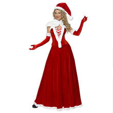 Vestidos largos de terciopelo rojo para adulto, traje de Navidad para fiesta, Cosplay, Santa Claus 2024 - compra barato