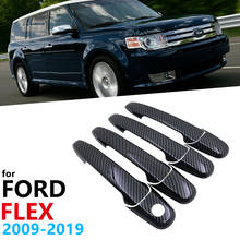 Black Carbon Fiber Door Handles Cover Trim Set for Ford FLEX 2009~2019 Car Accessories Stickers Car Protector Styling 2010 2011 2024 - buy cheap